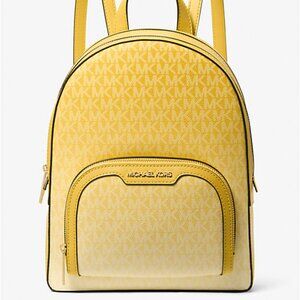 New Michael Kors Jaycee Medium Ombré Signature Logo Backpack Daisy Yellow